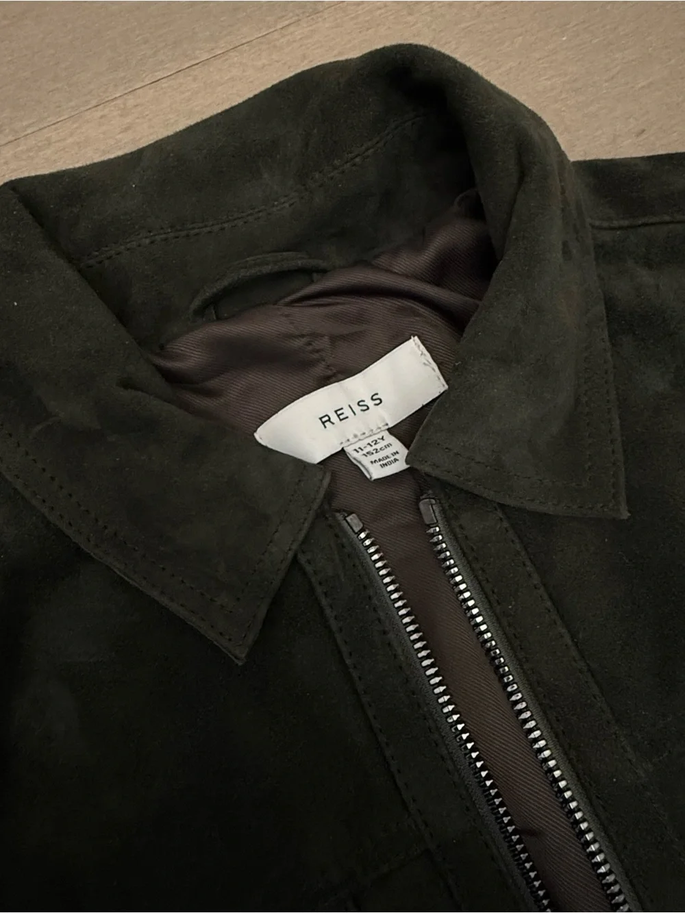 Reiss Forest Green Pike Suede Zip Through Jacket